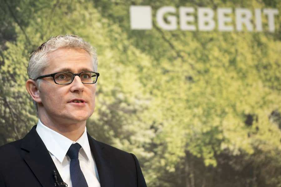 Der CEO der Geberit Gruppe Christian Buhl spricht anlässlich der Jahresmedienkonferenz der Geberit Gruppe vom Dienstag, 15. März 2016, in Zürich.