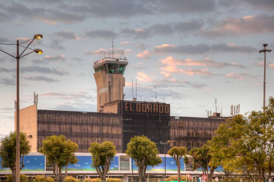 G7268Y Tower and terminal of Bogota El Dorado Airport, Bogota, Colombia, South America