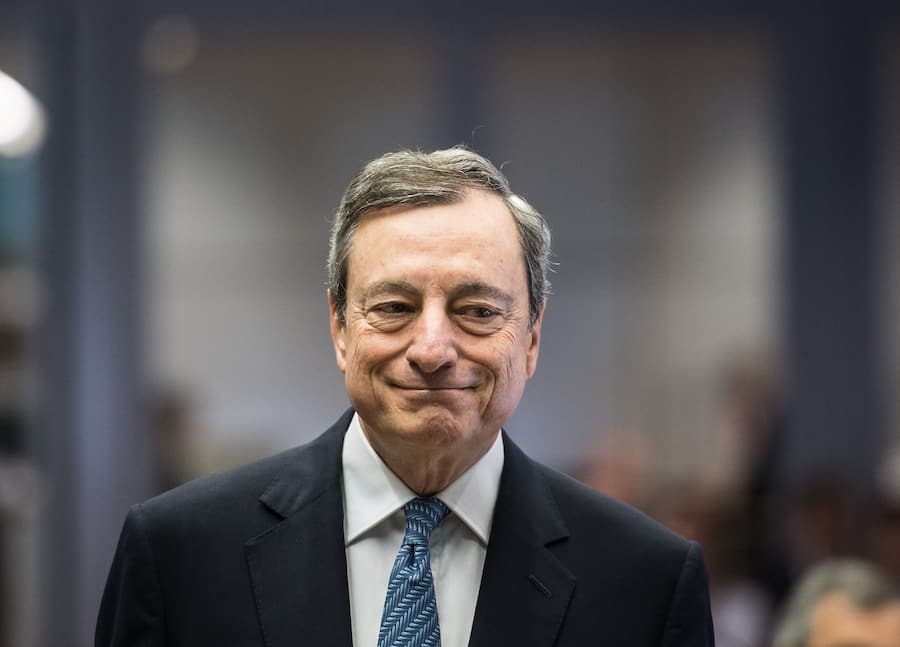 Mario Draghi, president of the European Central Bank (ECB), attends the central, eastern and south-eastern European economies (CESEE) conference at the ECB headquarters in Frankfurt, Germany, on Wednesday, June 12, 2019. International Monetary Fund leader Christine Lagarde called on governments to de-escalate current trade disputes and instead work to fix the global system. Photographer: Andreas Arnold/Bloomberg
