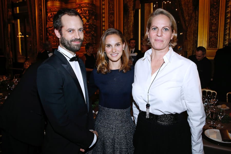 PARIS, FRANCE - JANUARY 12:  Paris National Opera dance director Benjamin Millepied, his wife actress Natalie Portman and Baronesss Benjamin de Rothschild (Ariane) attend Weizmann Institute celebrates its 40 Anniversary at Opera Garnier in Paris on January 12, 2015 in Paris, France.  (Photo by Rindoff/Dufour/Getty Images)